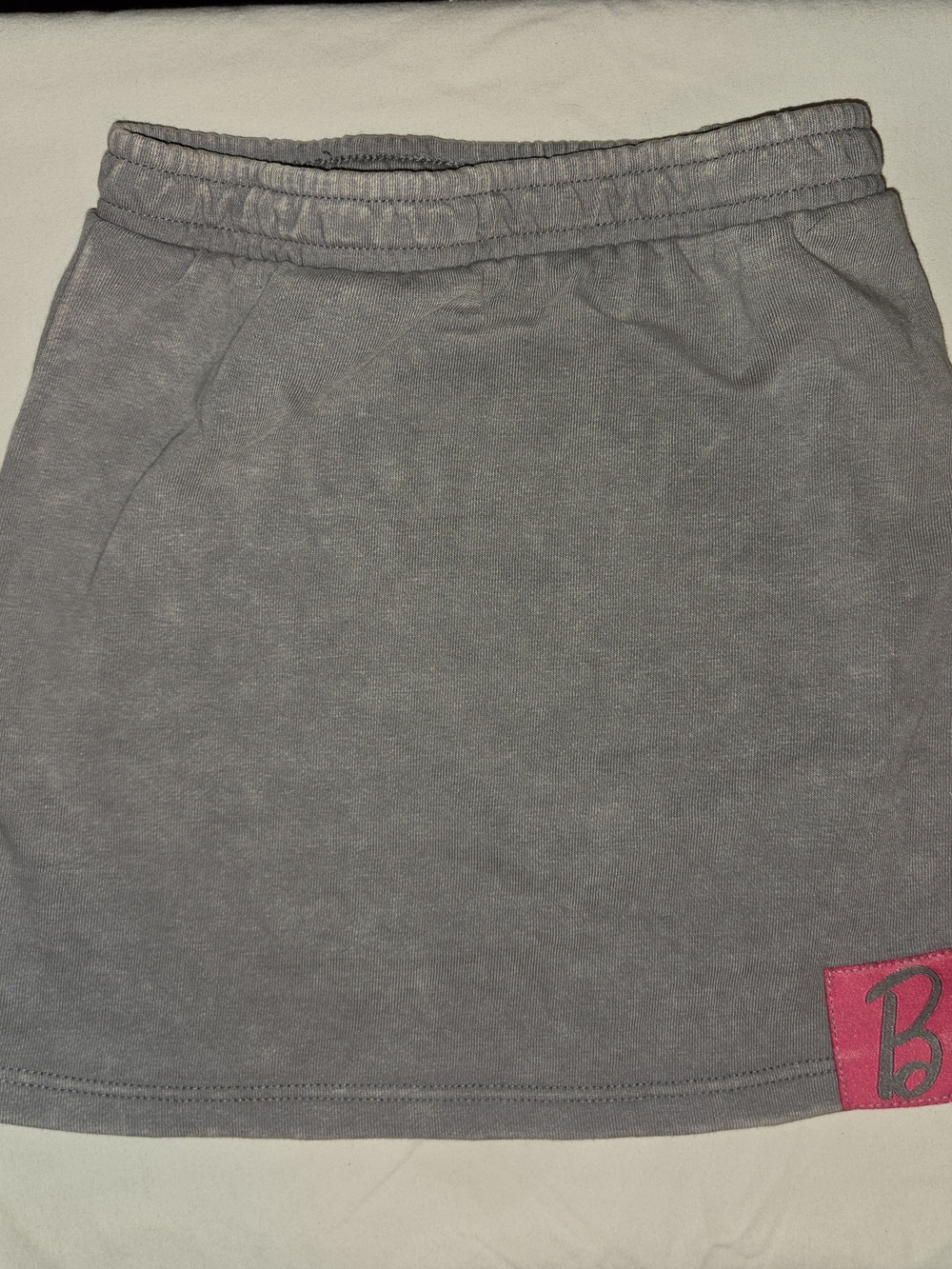 Barbie Gray Mini Skirt with Pink Logo Patch Sz 4T